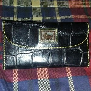 Dooney & Bourke Black Croc Embossed Leather Wallet